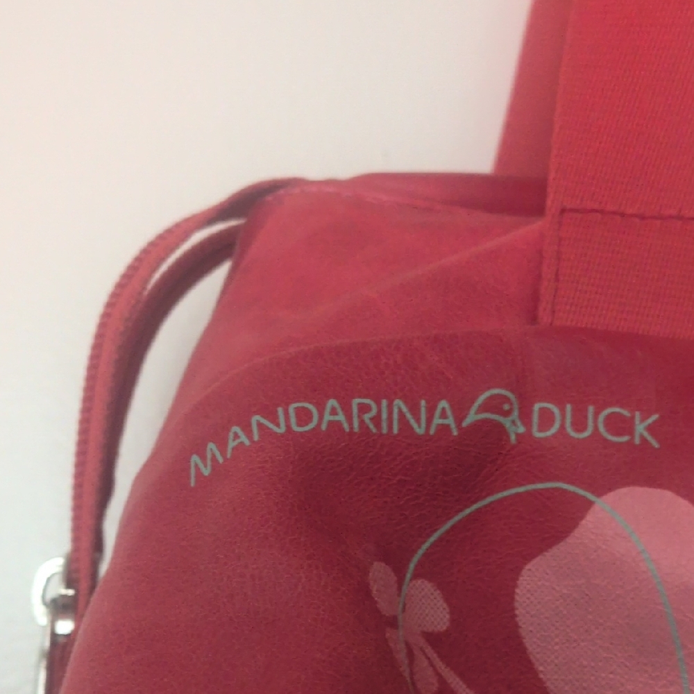 Vintage Italian Designer Mandarina Duck Red Leather Purse - Picture 3 of 11